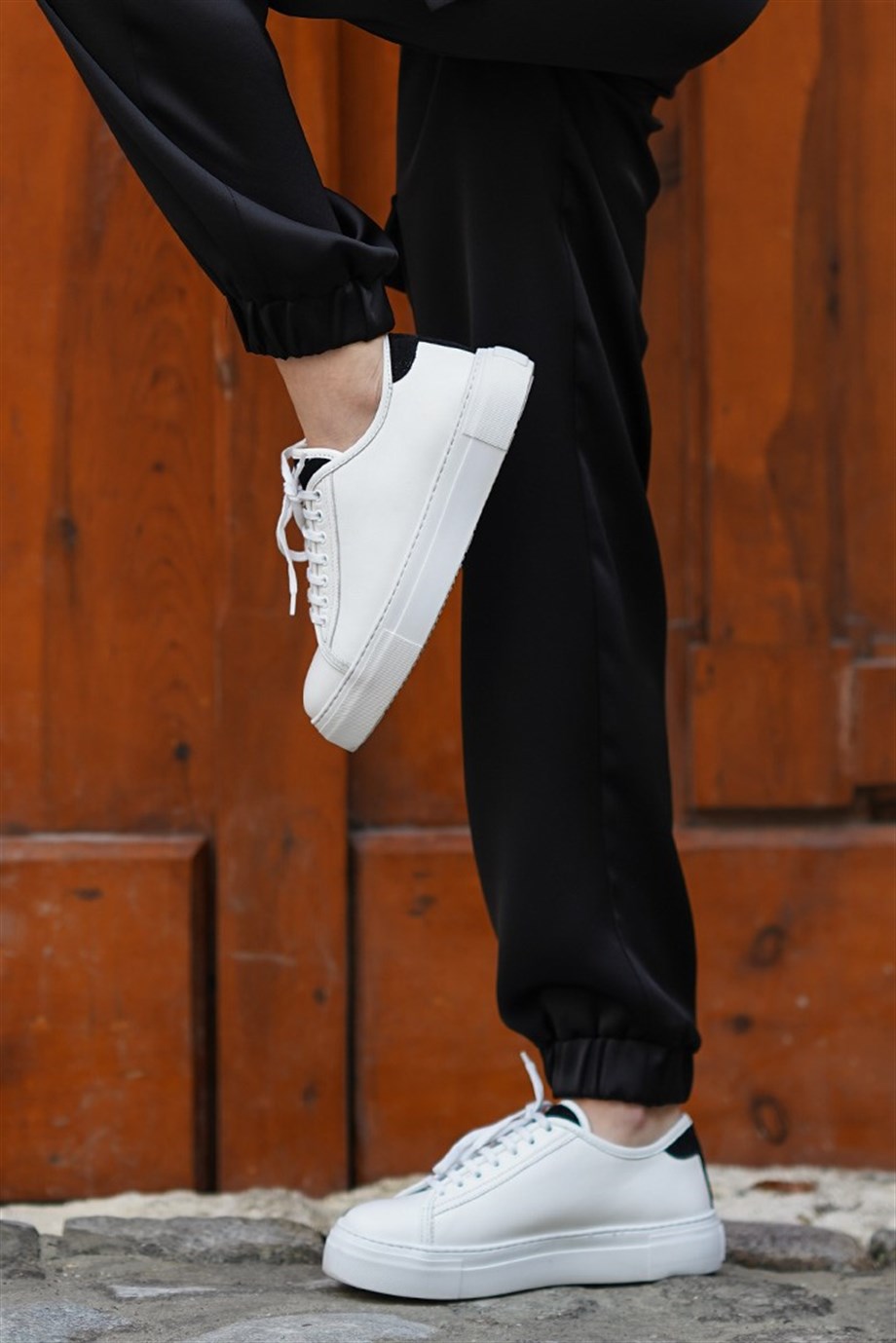 Hanna Beyaz Deri Kalın Tabanlı Bağcıklı Sneakers