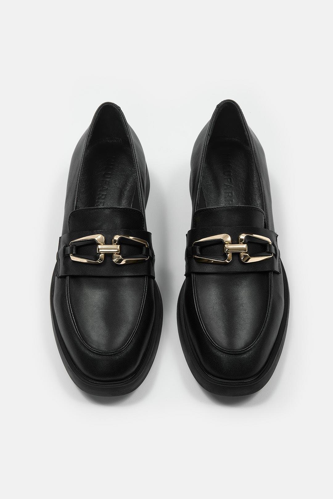 Jimena Siyah Hakiki Deri Kadın Loafer