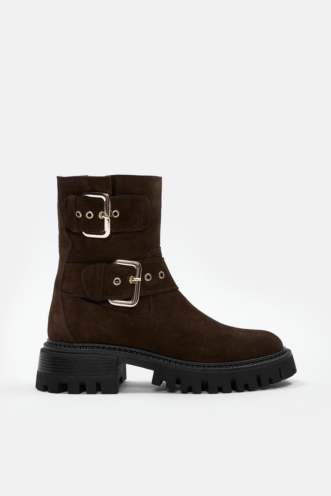 Johan Kahve Süet Hakiki Deri Kadın Bot