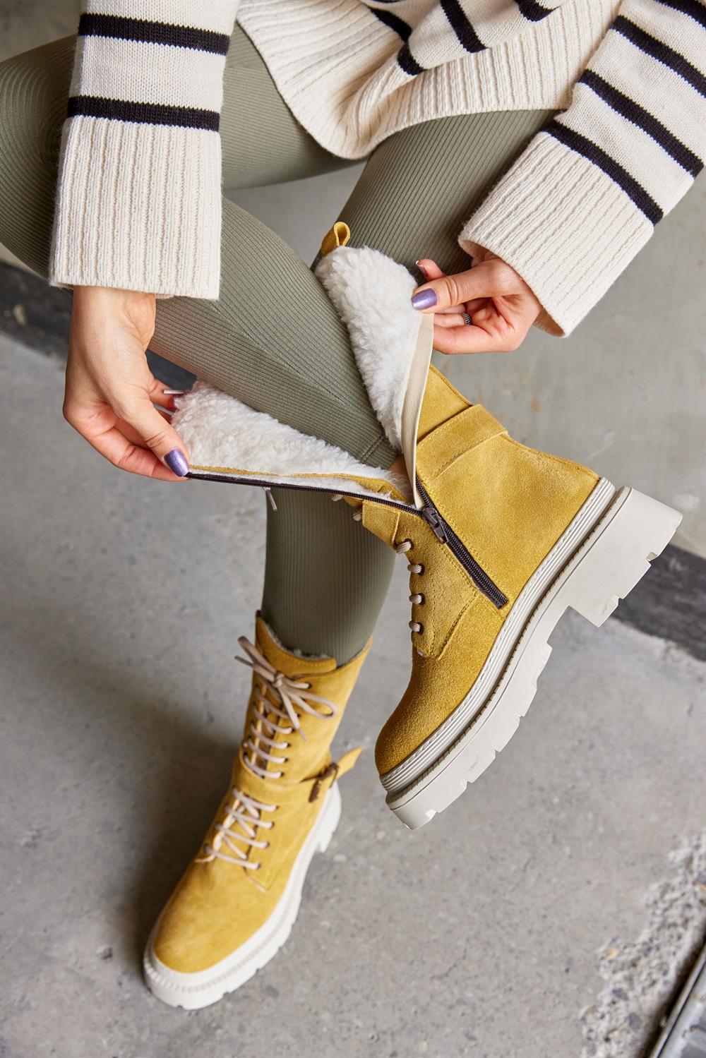 Kamilla Hardal Hakiki Süet Kadın Çizme