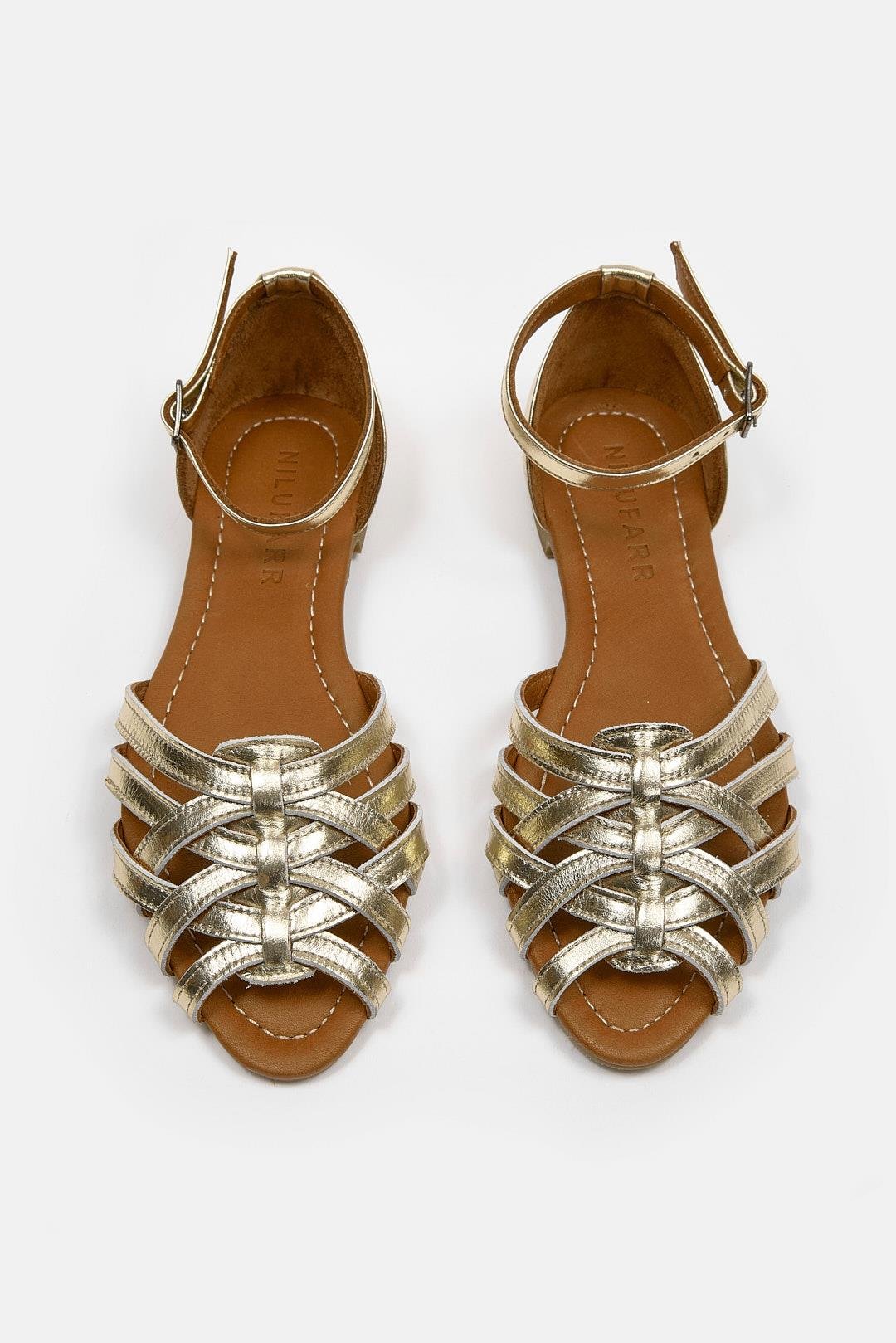 Leila Altın Hakiki Deri Kadın Sandalet