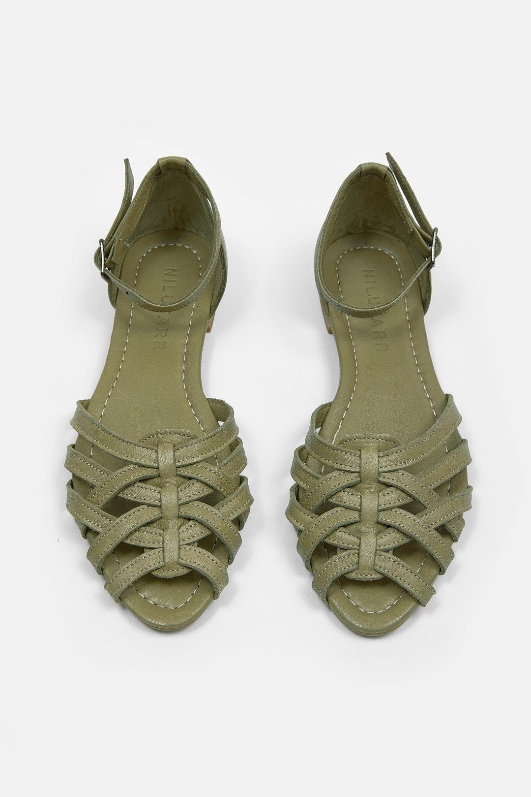 Leila Haki Hakiki Deri Kadın Sandalet