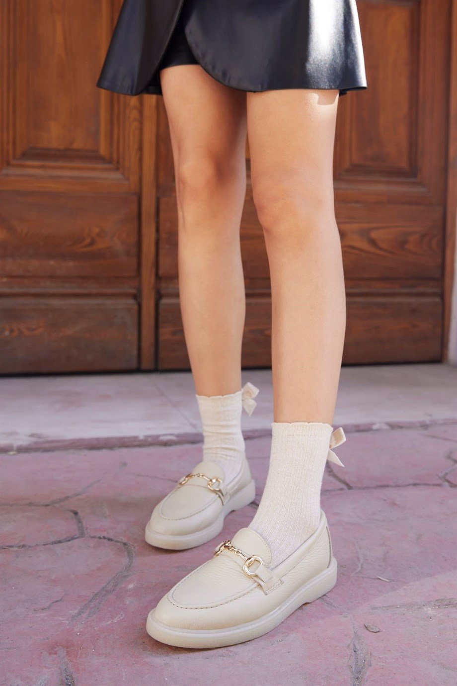 Lior Bej Floter Hakiki Deri Kadın Loafer