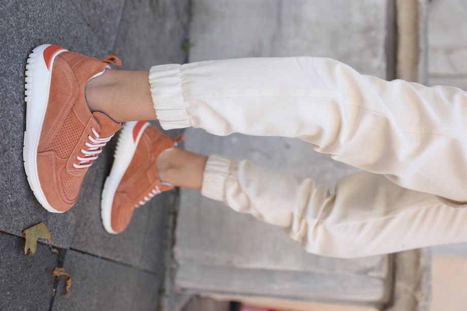 Lopez Women's Orange Suede Sneakers