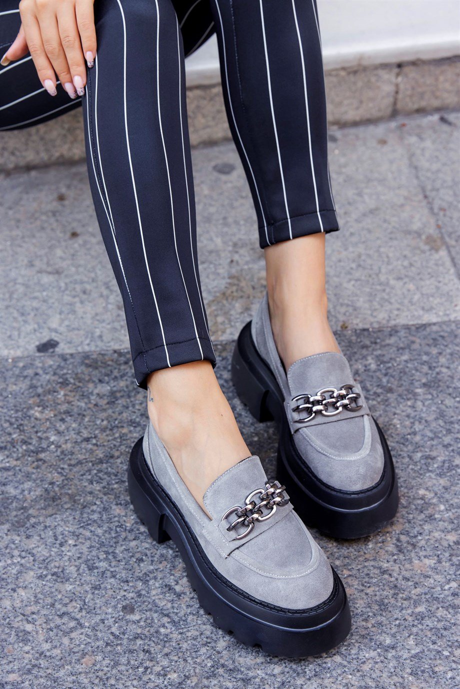 Margarita Gray Suede Women's Loafers