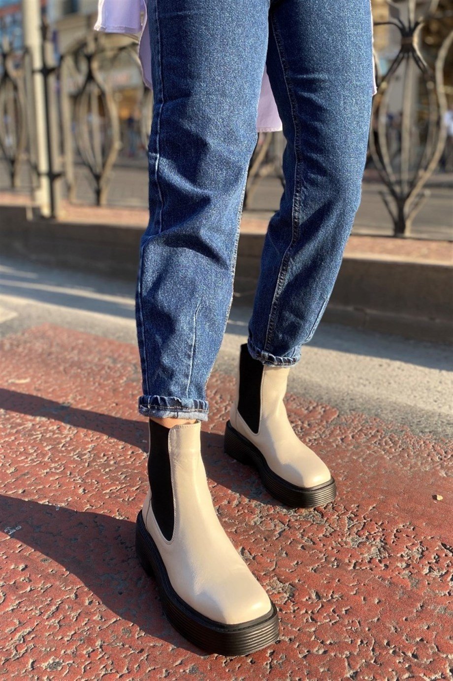 Мелина Женские Белые Кожаные Ботинки