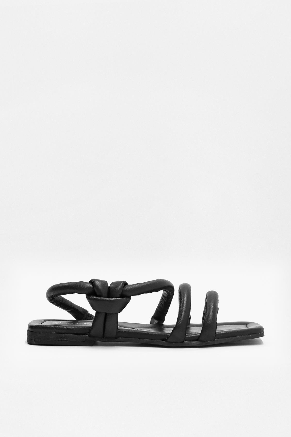 Mia Black Genuine Leather Women's Sandals