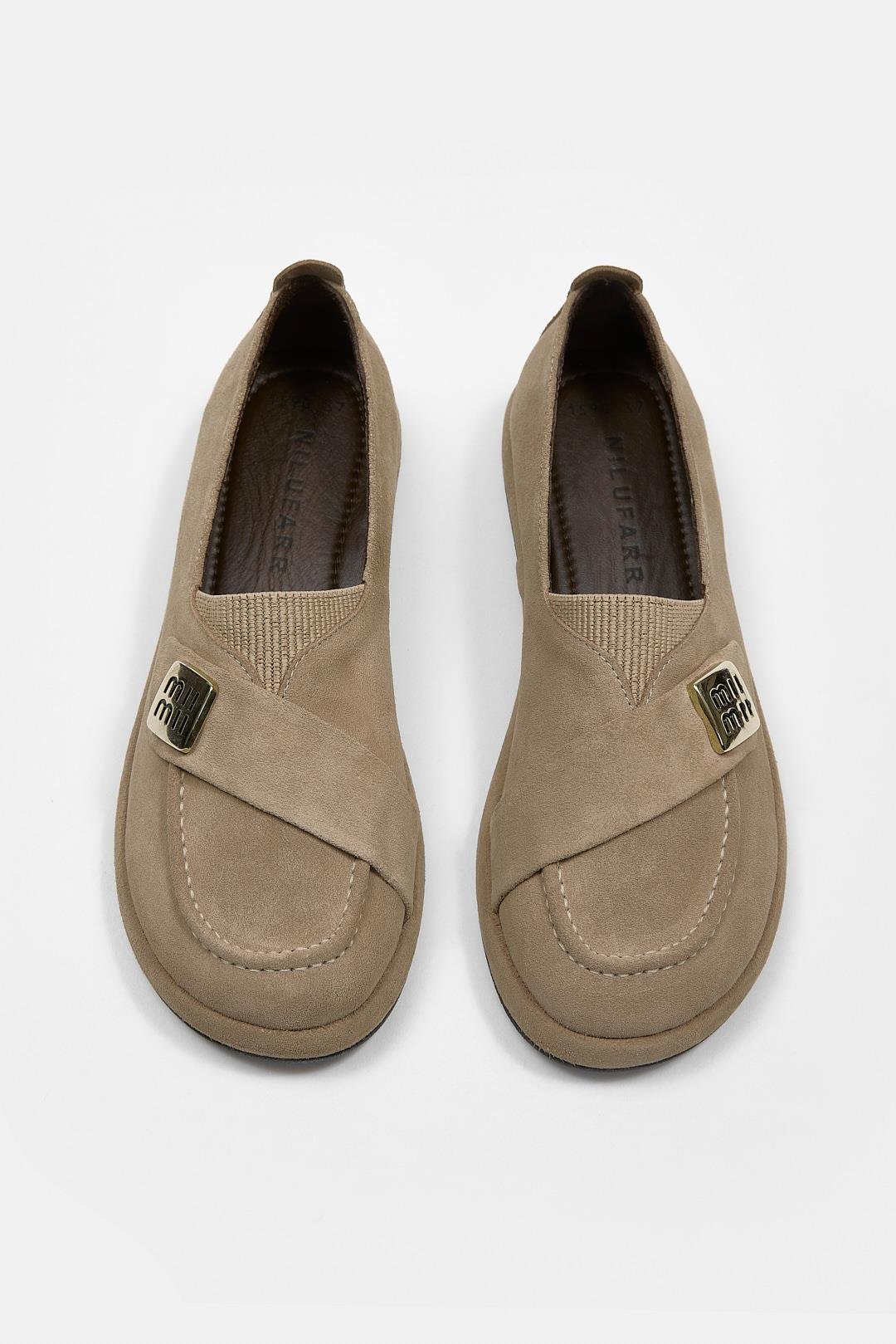Mii Bej Hakiki Süet Kadın Loafer