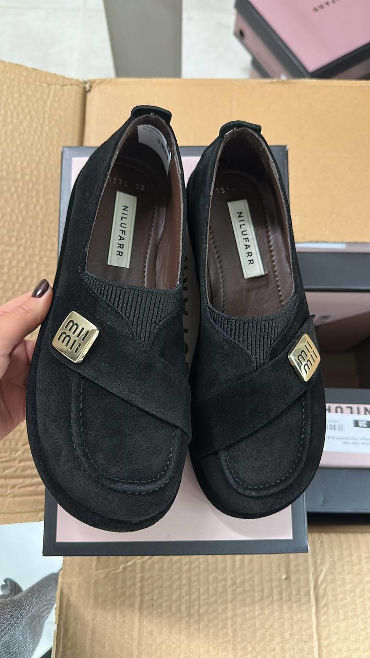 Mii Siyah Hakiki Süet Kadın Loafer
