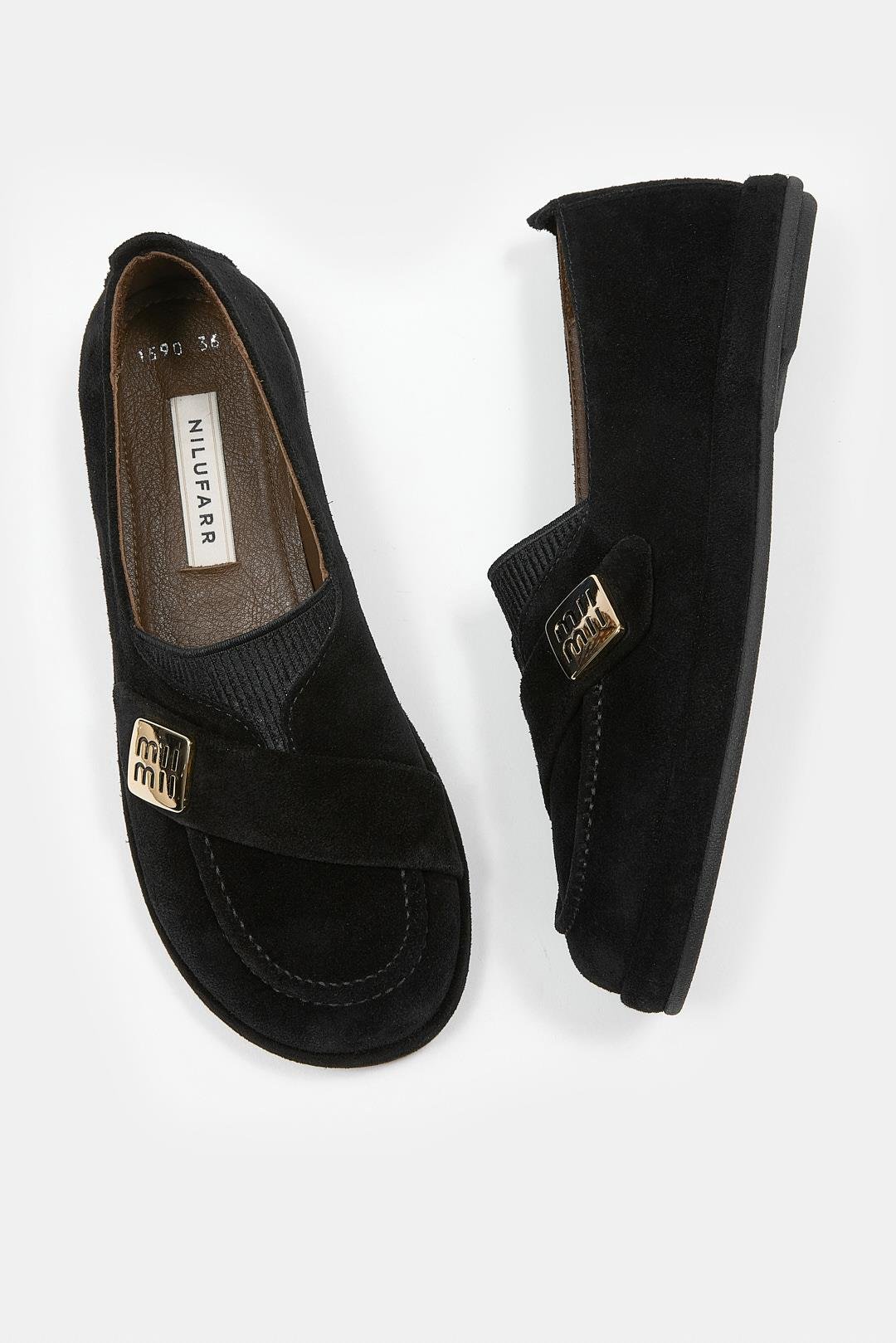 Mii Siyah Hakiki Süet Kadın Loafer