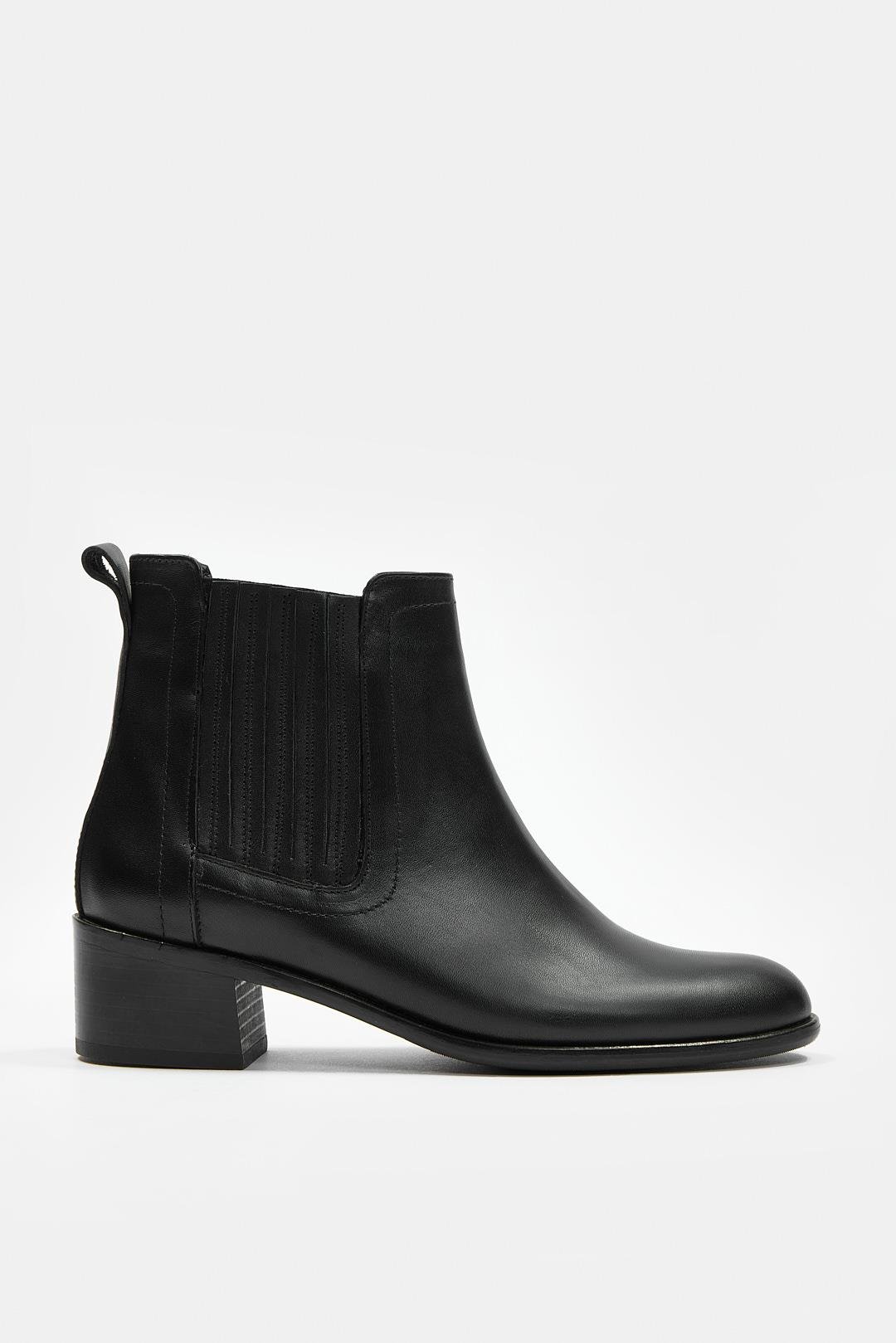 Milazzo Siyah Hakiki Deri Kısa Topuklu Bot