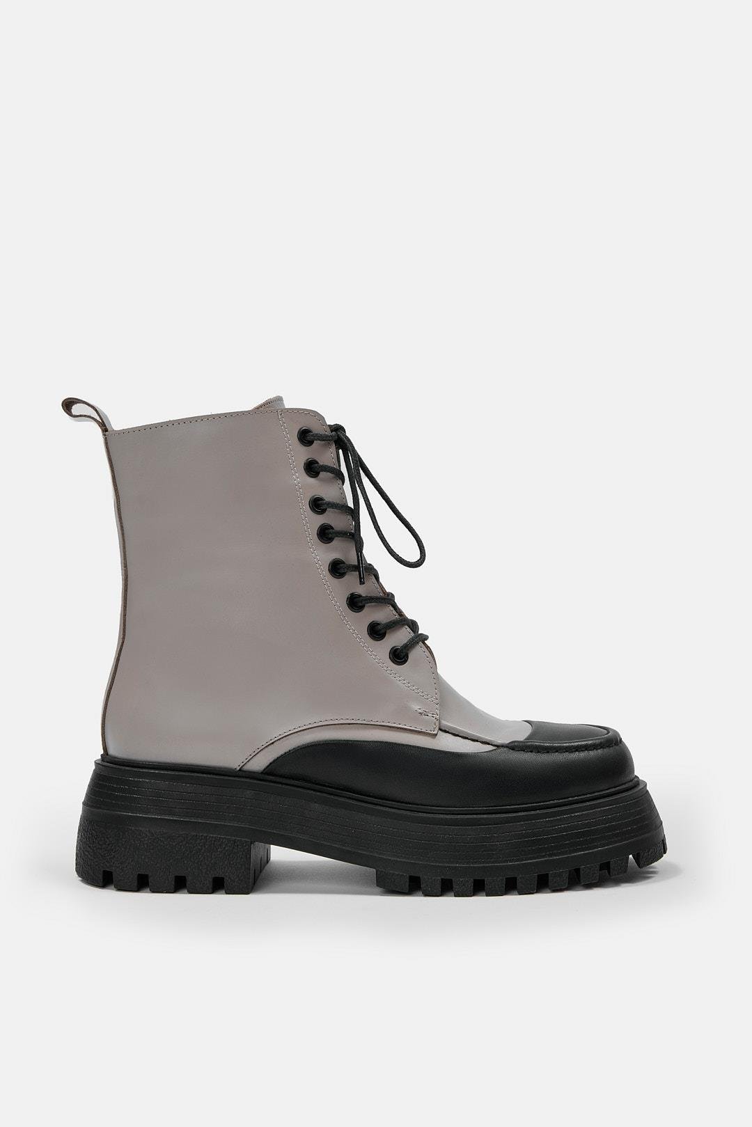 Miles Vizon Hakiki Deri Kalın Tabanlı Kadın Bot