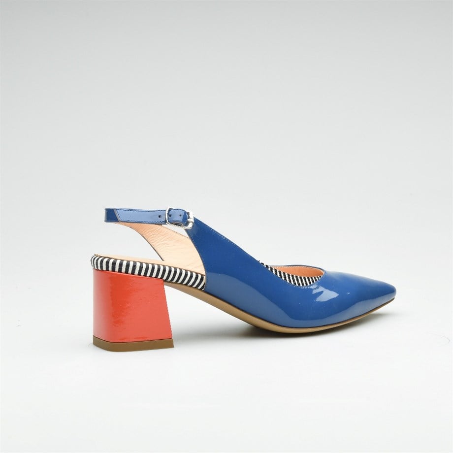 Nilufarr Molly Mavi Kısa Topuklu Kadın Ayakkabı
