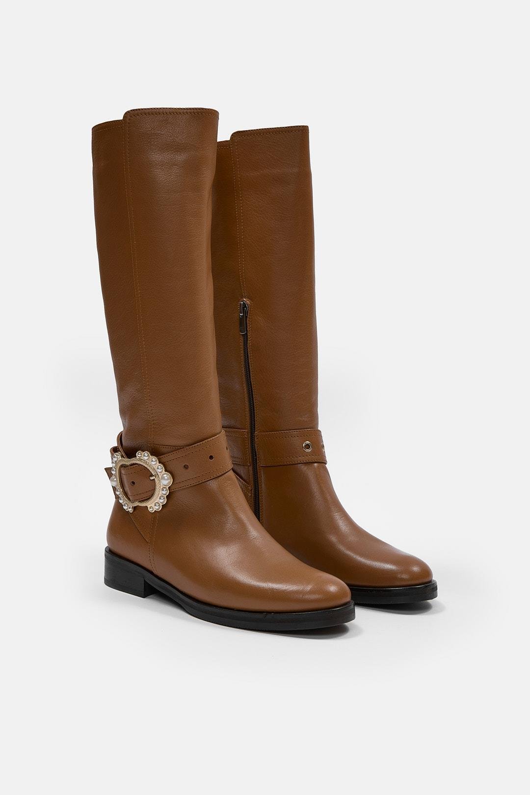 Niona Taba Hakiki Deri Kadın Çizme