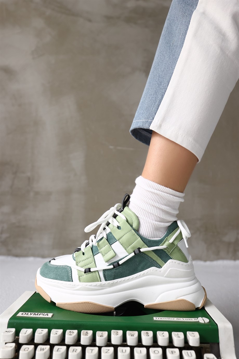 Otilia Avocado Leather Thick Soled Women's Sneaker