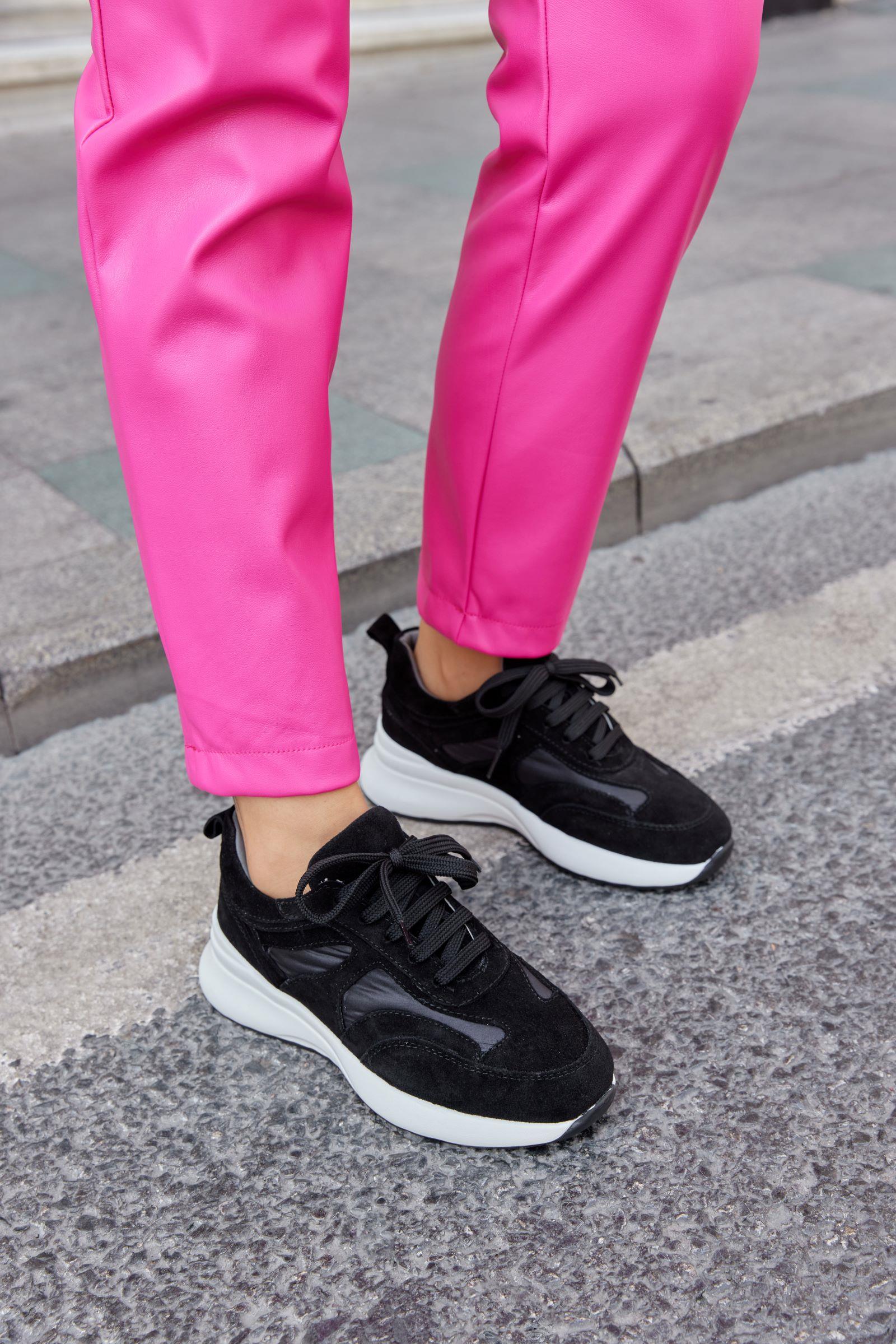 Roma Siyah Süet Hakiki Deri Kadın Sneaker