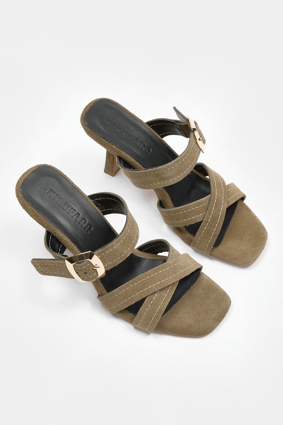 Romain Olive Süet Hakiki Deri Topuklu Terlik