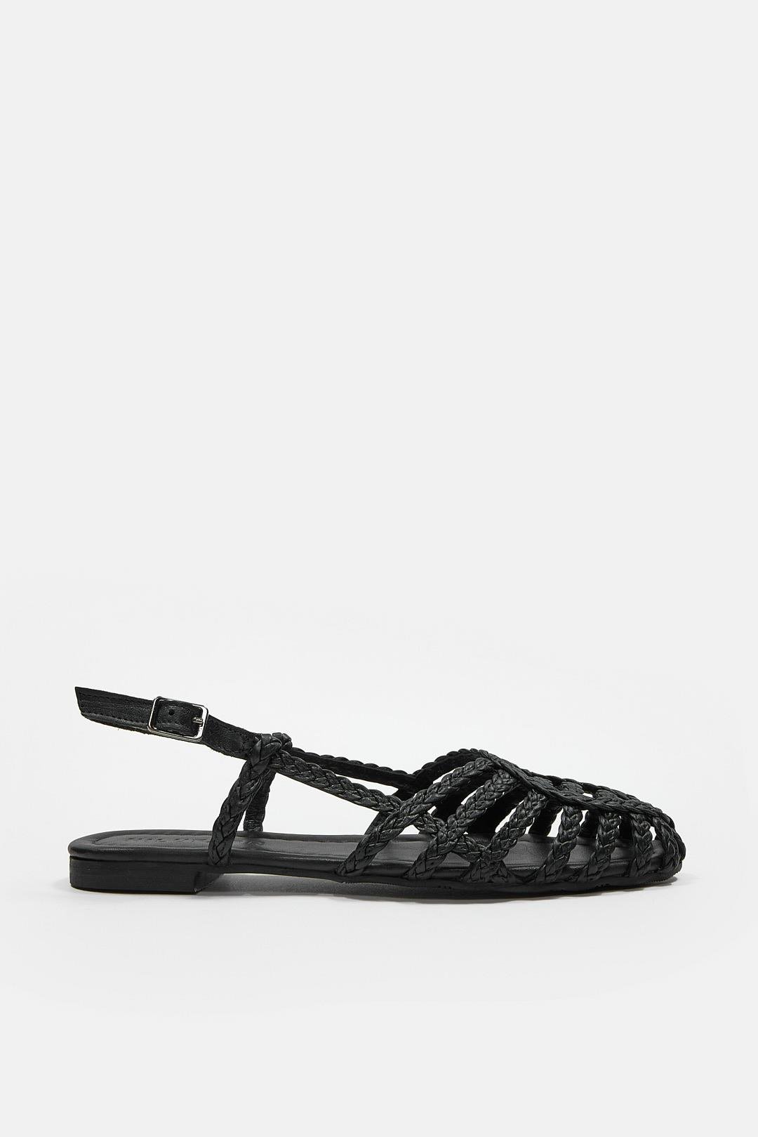 Sandra Siyah Hakiki Deri Kadın Sandalet