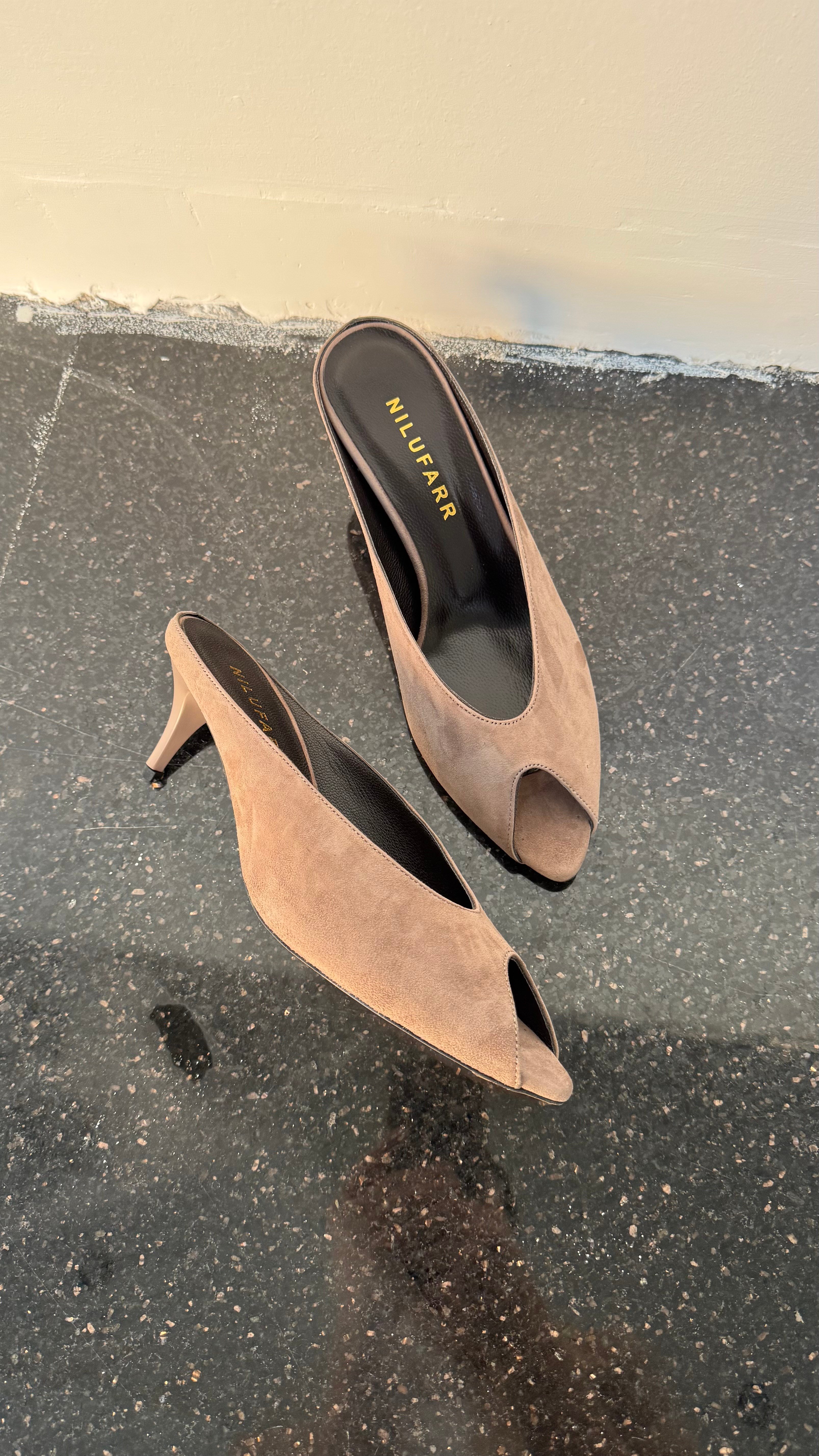 Soleme Vizon Süet Hakiki Deri Topuklu Terlik