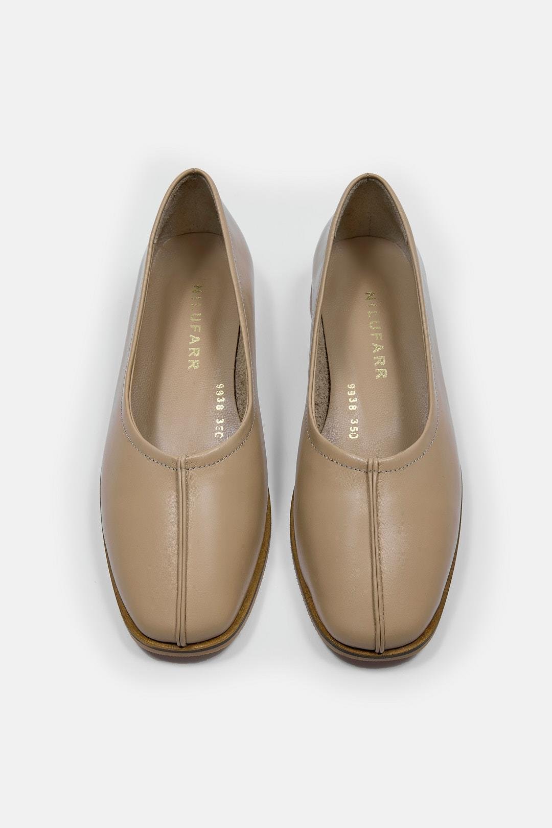 Tayga Nude Genuine Leather Women's Ballerinas