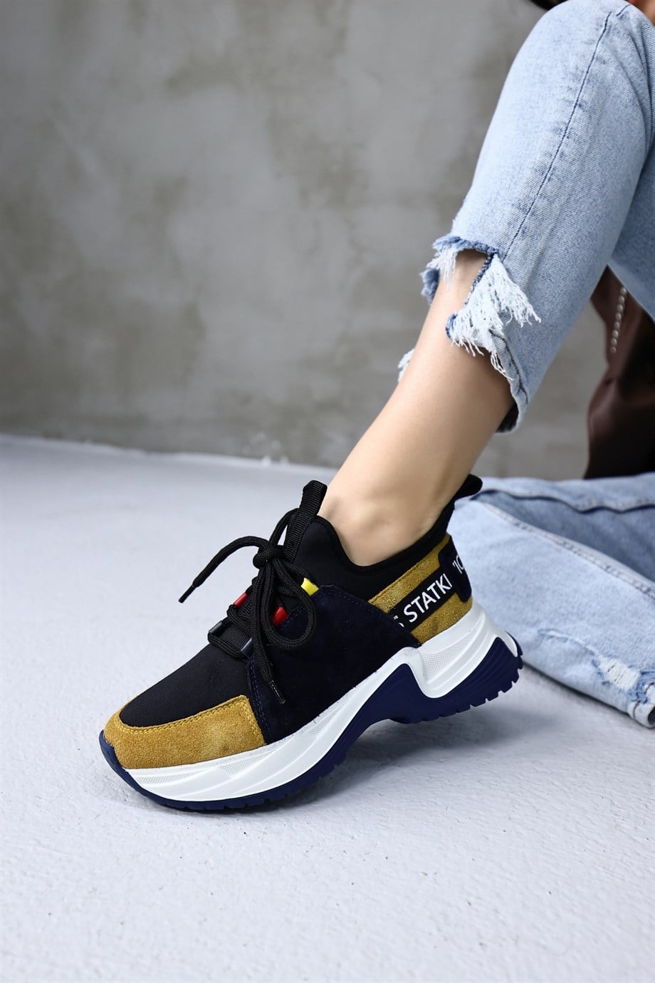 Time Multi Renkli Hakiki Deri Kadın Sneaker