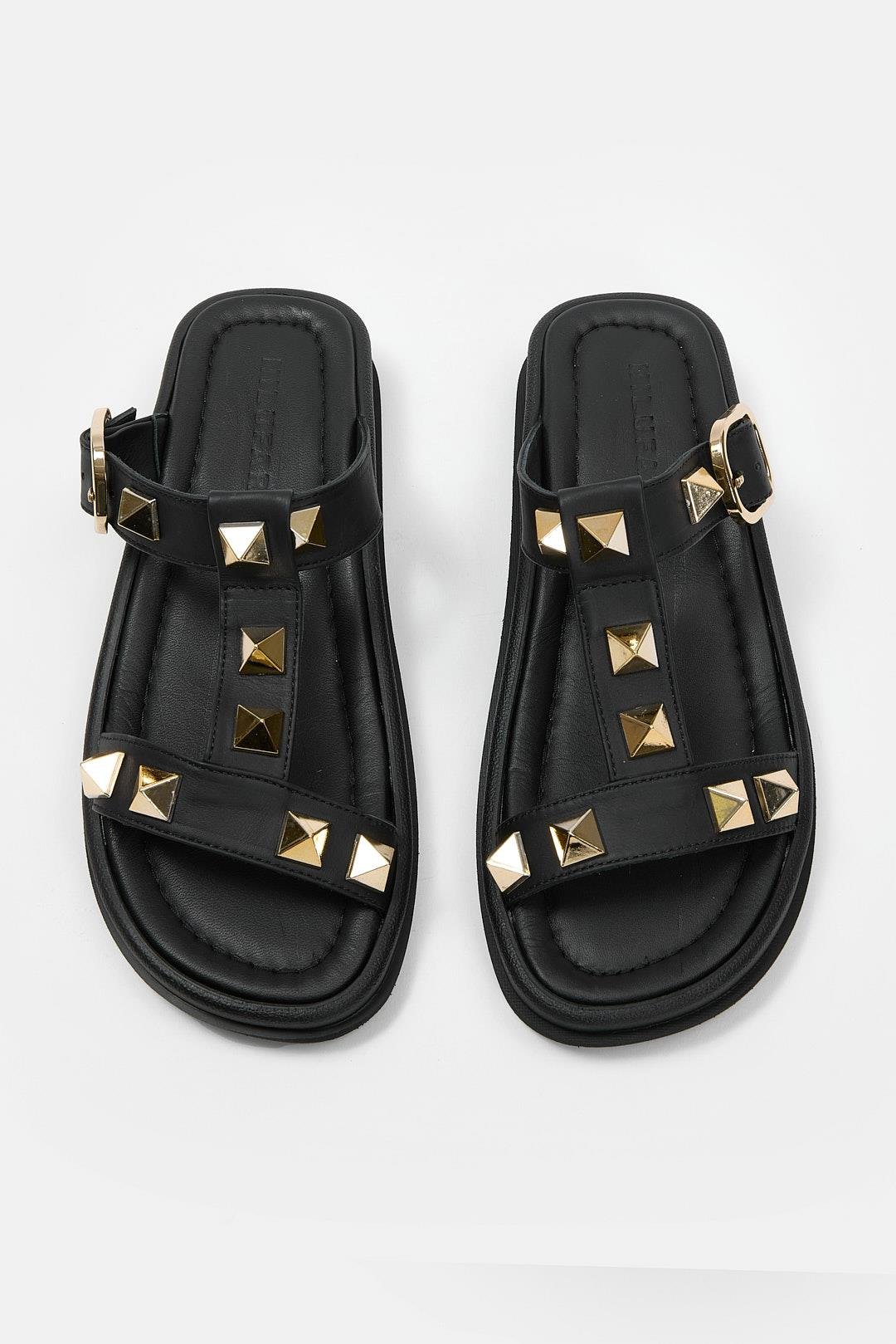 Vallen Siyah Hakiki Deri Kadın Terlik