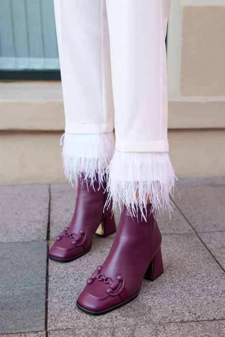 Lorena Burgundy Leather Heeled Boots