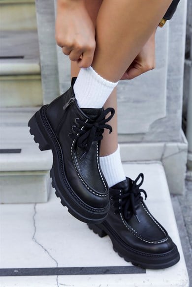 Gabriela Black Leather Black Sole Women's Boots