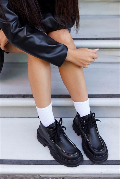 Gabriela Black Leather Black Sole Women's Boots