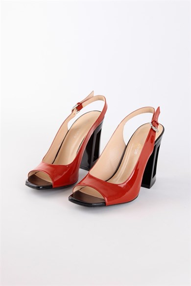 Liviana Kırmızı Rugan Kadın Topuklu Ayakkabı