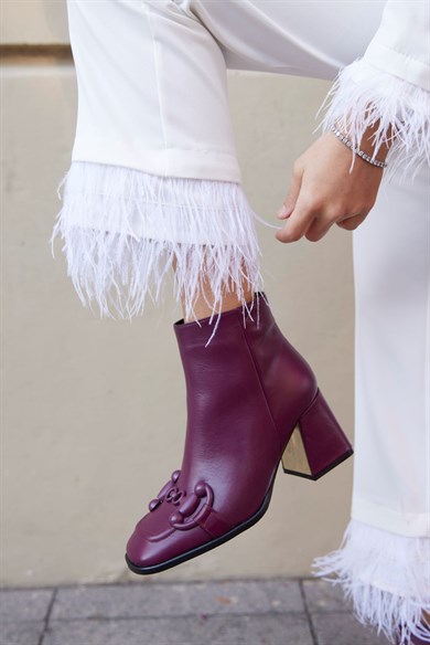 Lorena Burgundy Leather Heeled Boots