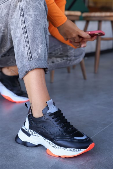 Negro Siyah Hakiki Deri Kadın Sneaker