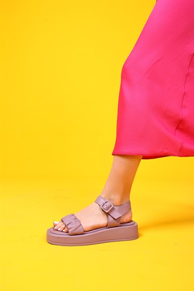 Ofelya Pudra Hakiki Deri Kadın Sandalet