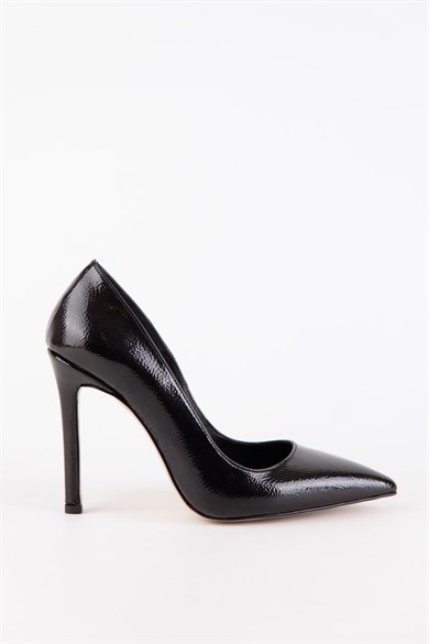 Olivia Siyah Rugan Kadın Topuklu Ayakkabı