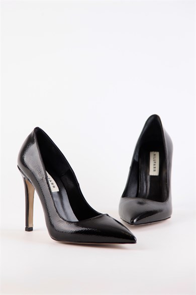 Olivia Siyah Rugan Kadın Topuklu Ayakkabı