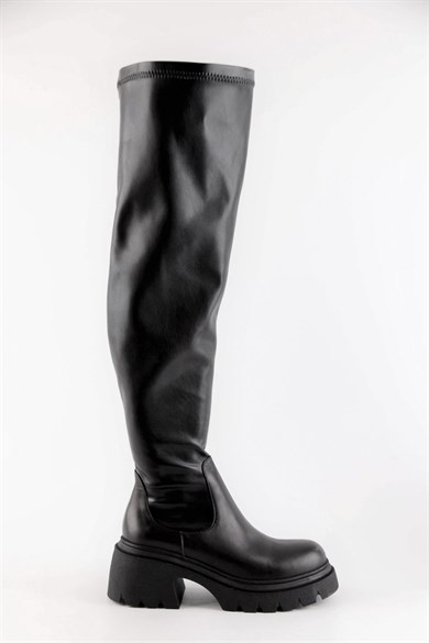 Stephany Siyah Streç Topuklu Kadın Çizme