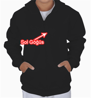 ÇOCUK SİYAH FERMUARLI KAPÜŞONLU SWEATSHİRT
