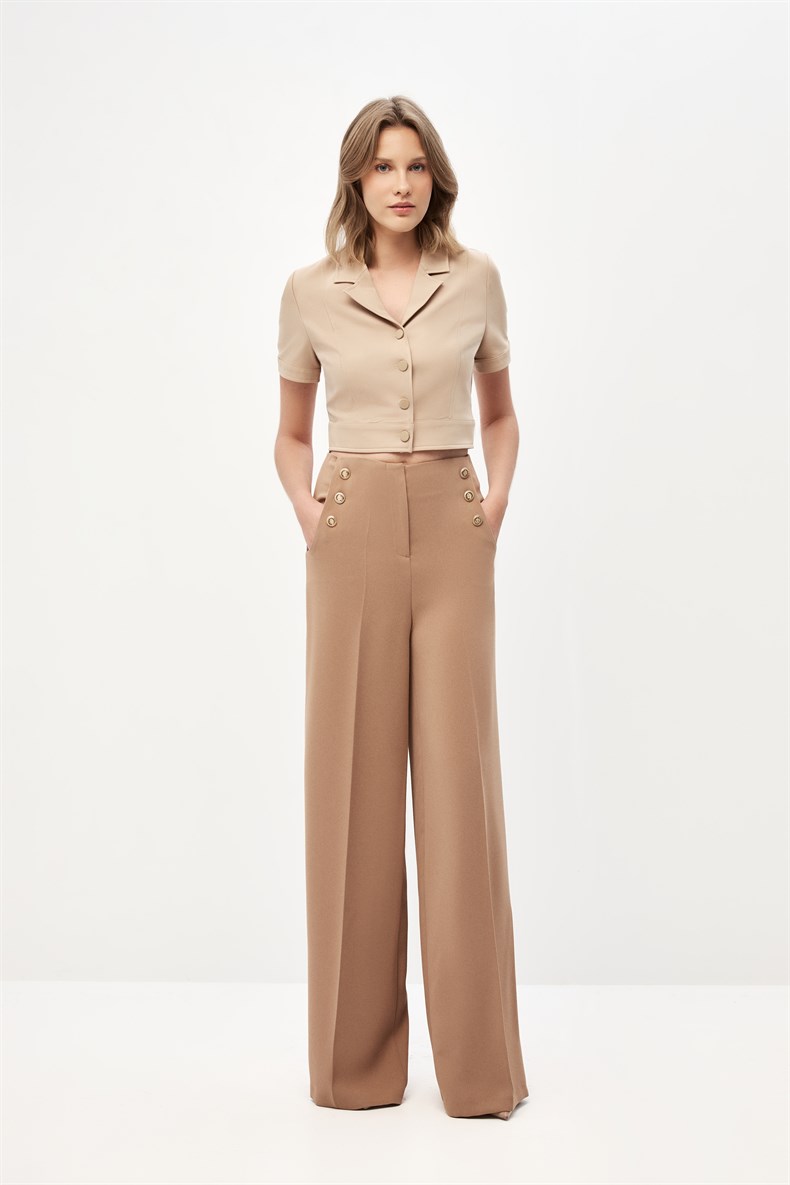 Camel Crop Ceket