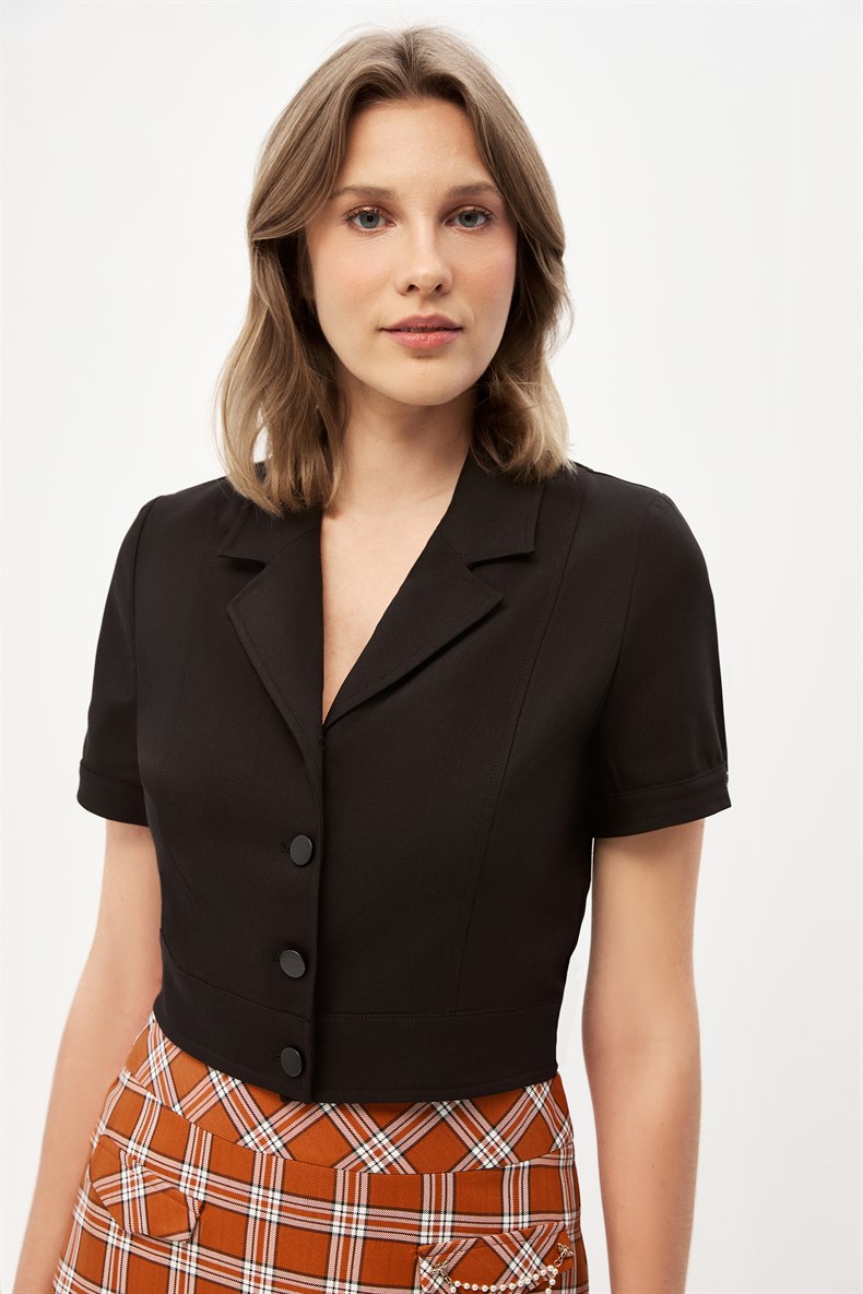 Siyah Crop ceket