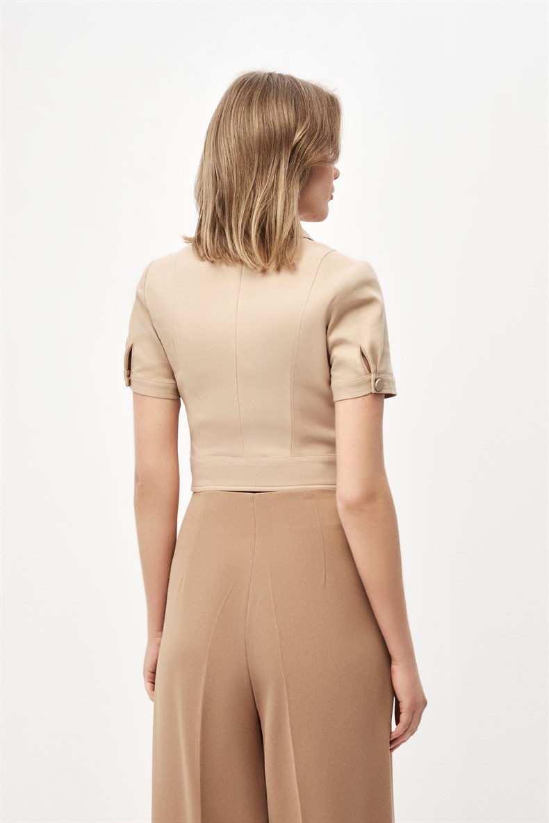 Camel Crop Ceket