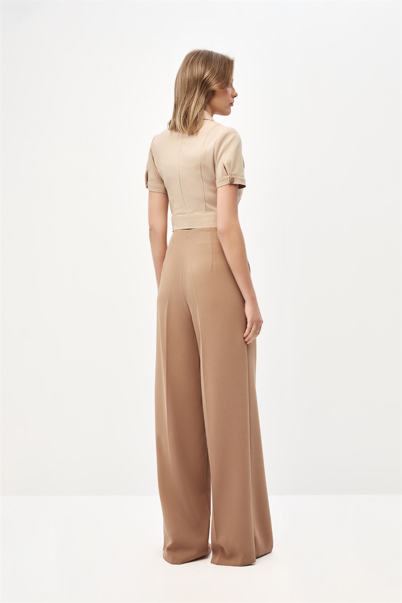 Camel Crop Ceket