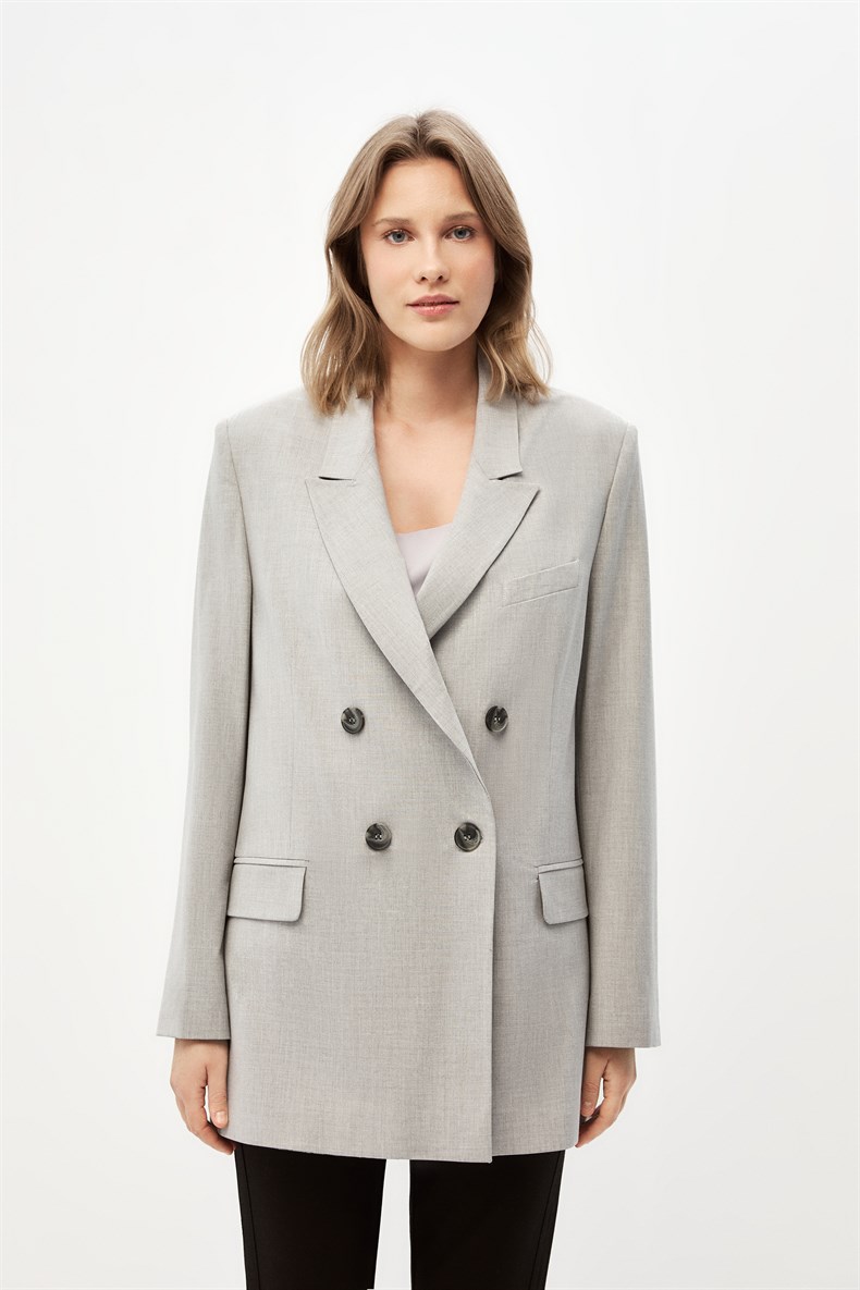 Gri Oversize Blazer Ceket