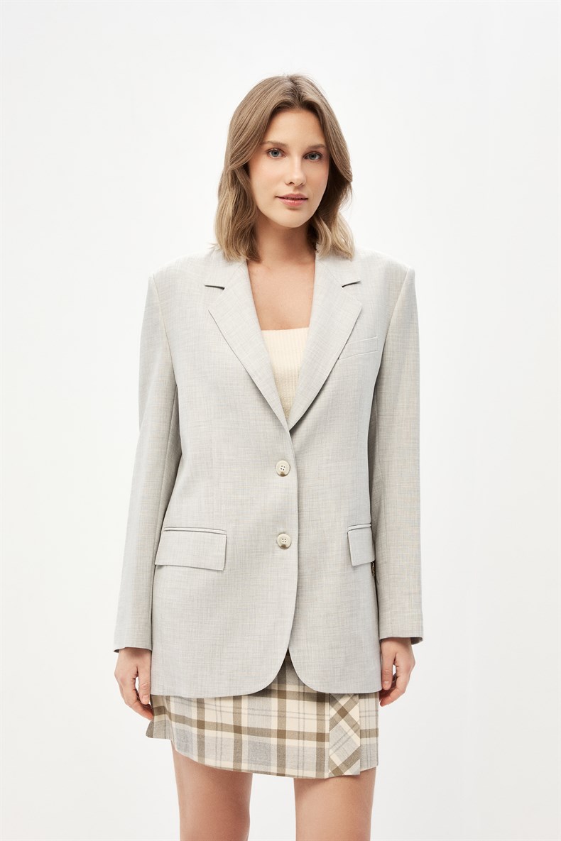 Gri Oversize Blazer Ceket