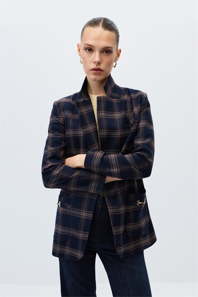 Ekose blazer ceket