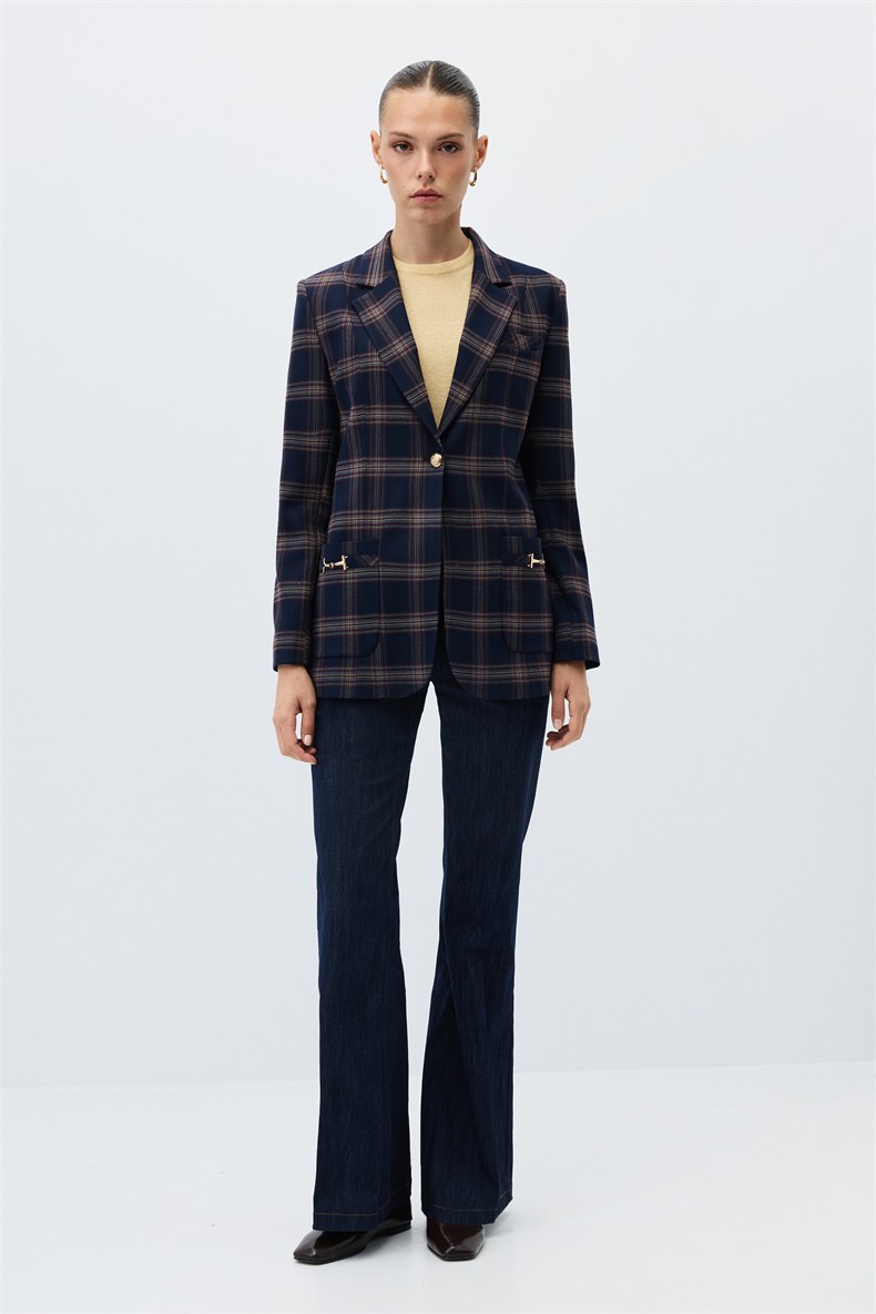 Ekose blazer ceket