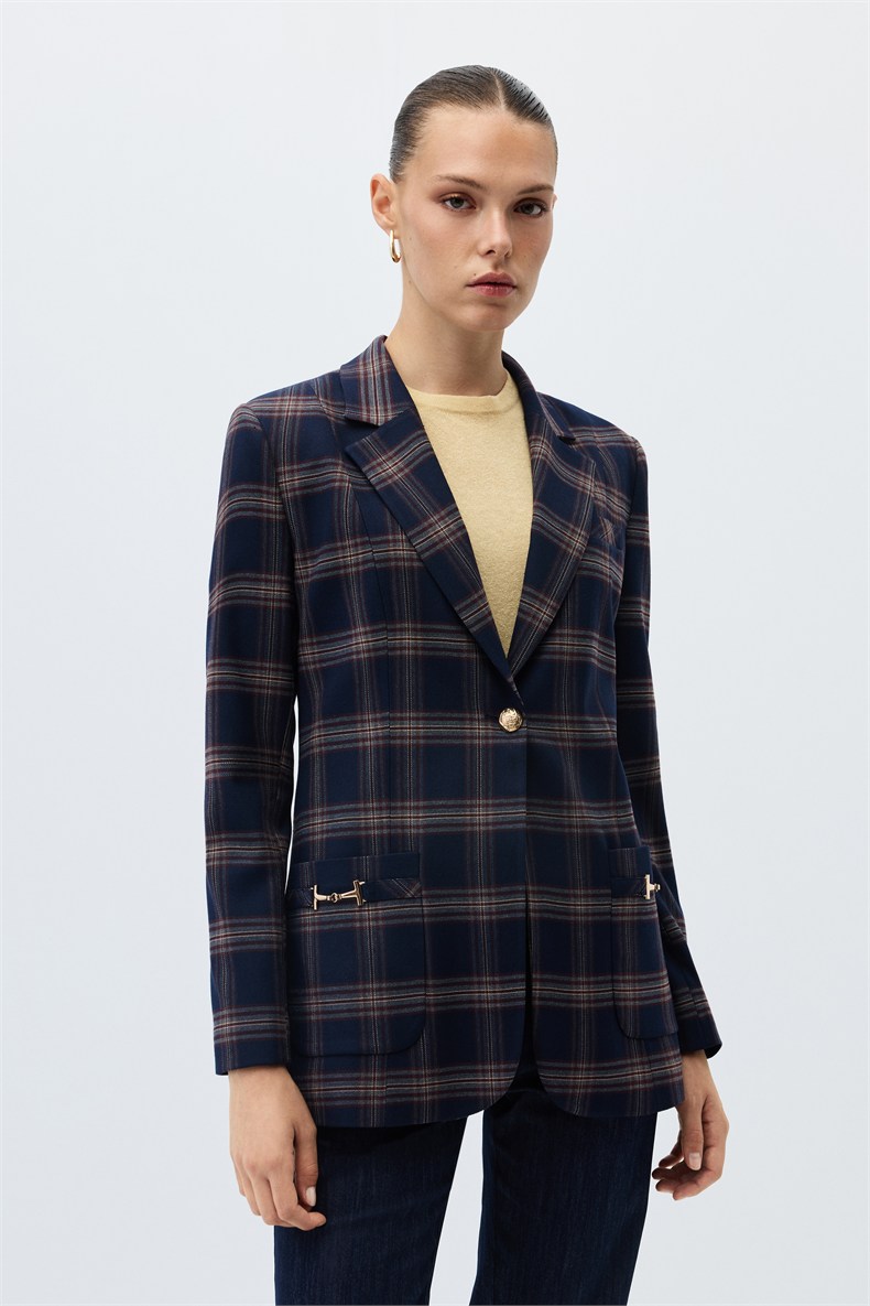 Ekose blazer ceket