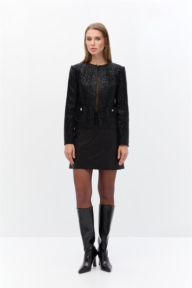 Desenli kadife blazer takım