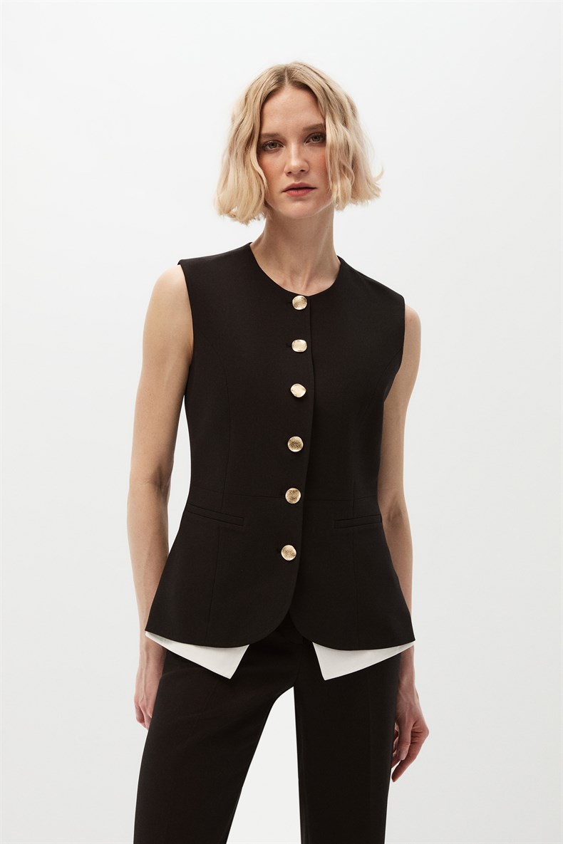 Siyah Garnili Yelek Takım