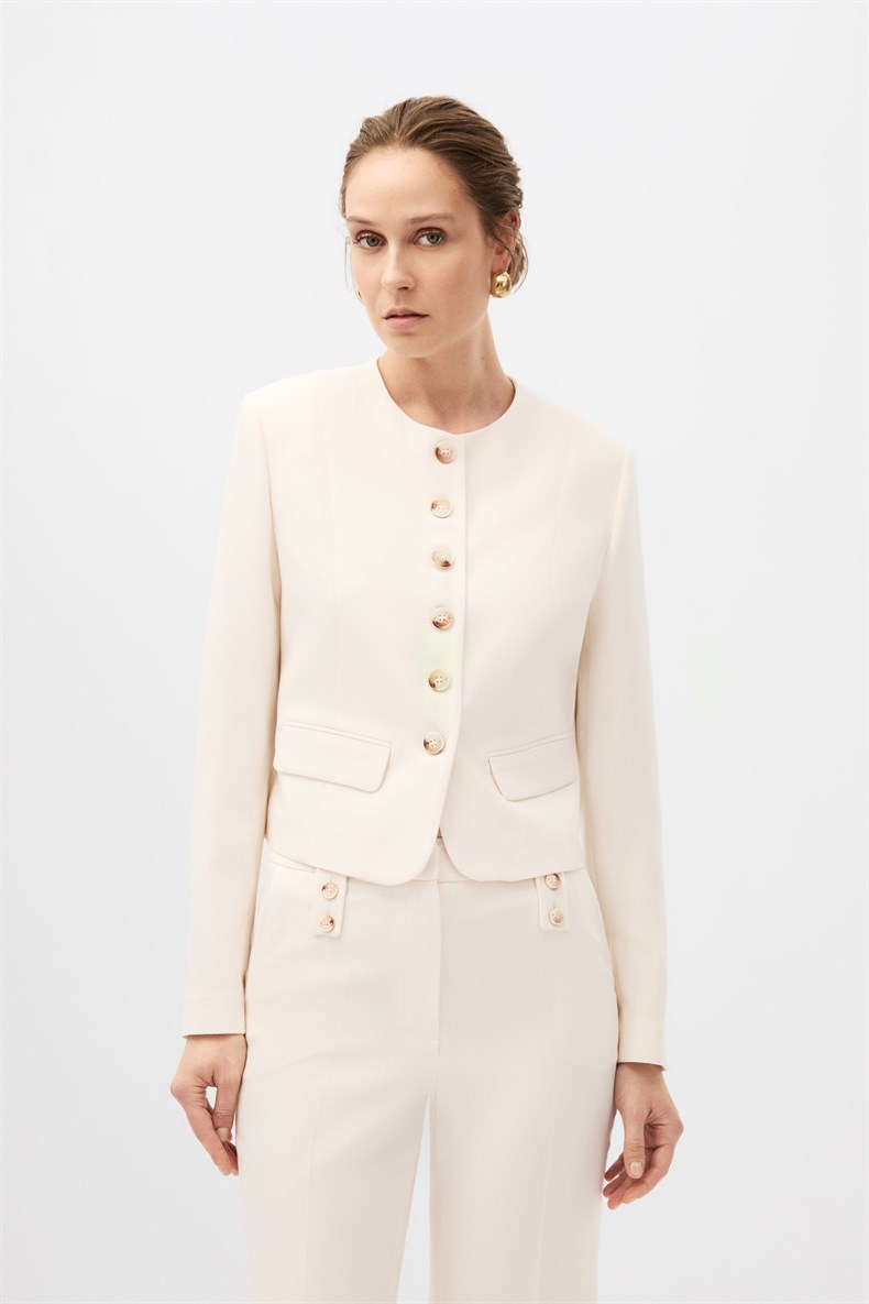 Ekru Ceket Pantolon Takım