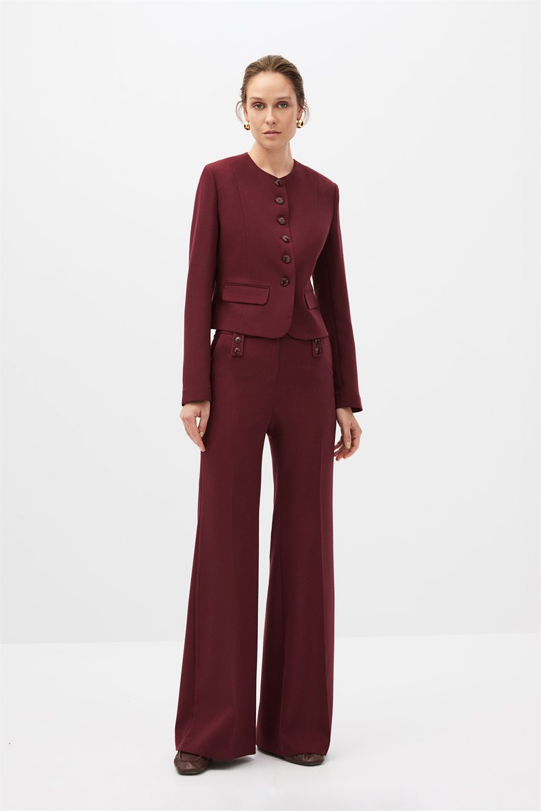 Bordo Ceket Pantolon Takım